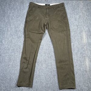 Matchstick Pants Mens Large 34x30 Olive Green Chino Casual Cotton Straight Leg